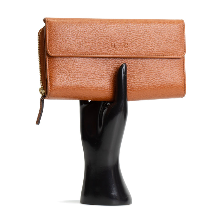 GUCCI Leather Continental Wallet - Brown