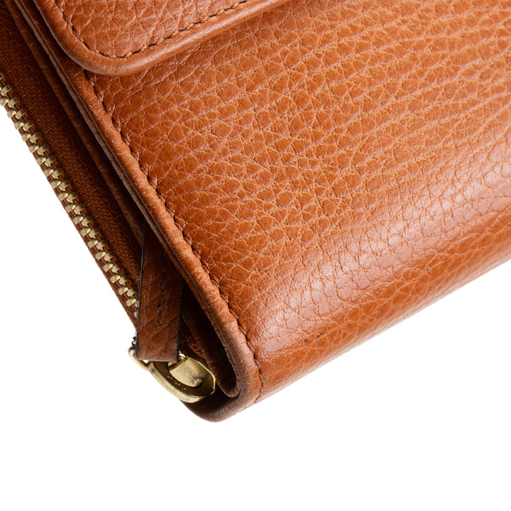 GUCCI Leather Continental Wallet - Brown