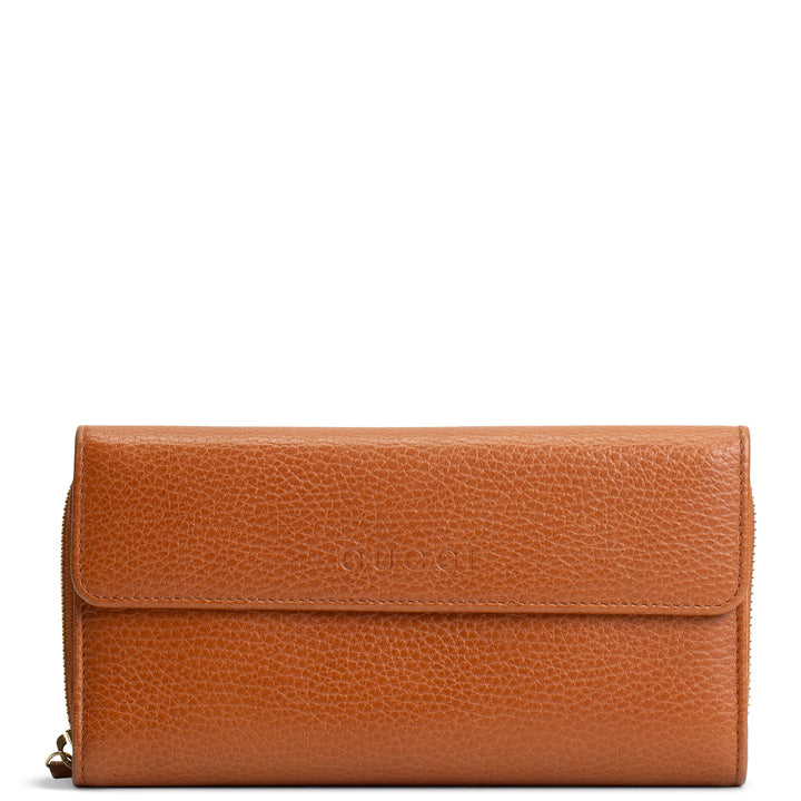 GUCCI Leather Continental Wallet - Brown