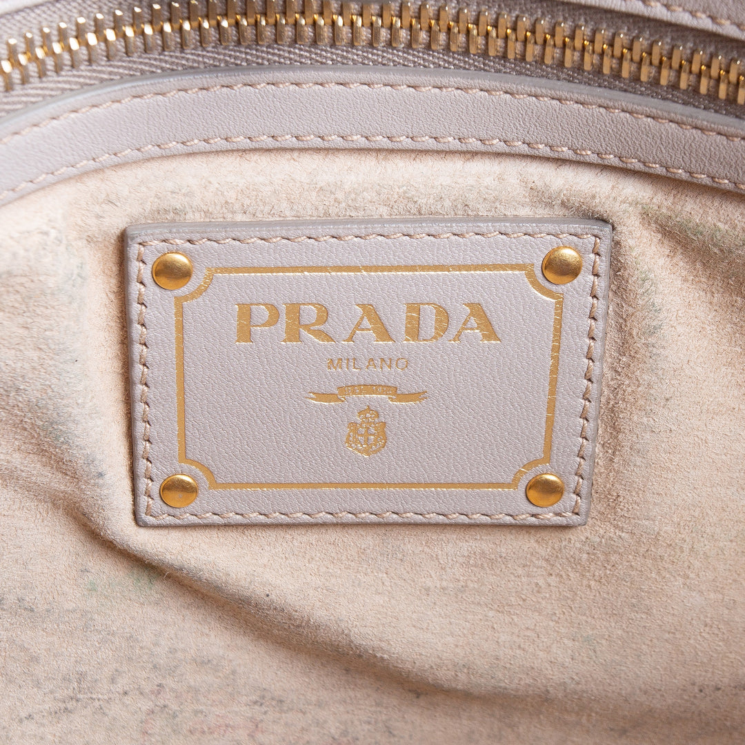 PRADA Soft Calf Convertible Tote - Gray OUTLET FINAL SALE
