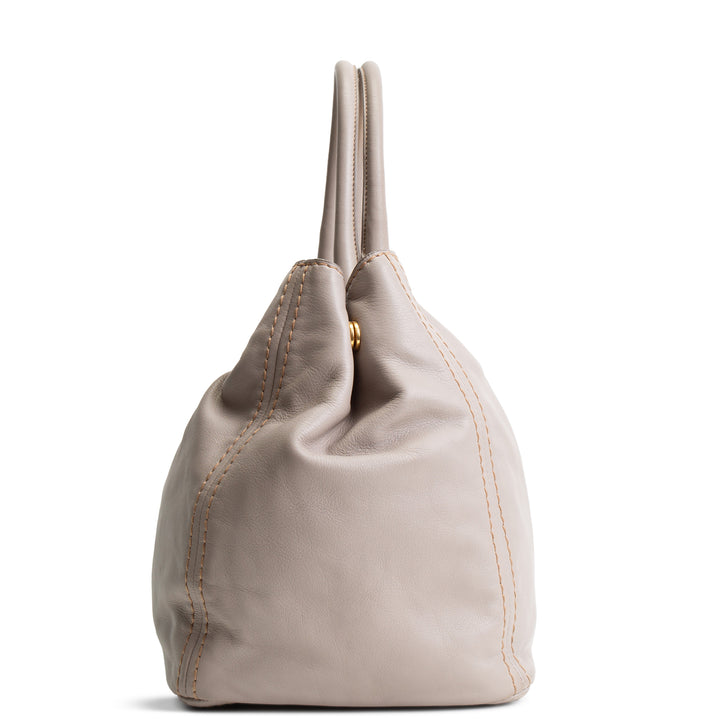 PRADA Soft Calf Convertible Tote - Gray OUTLET FINAL SALE