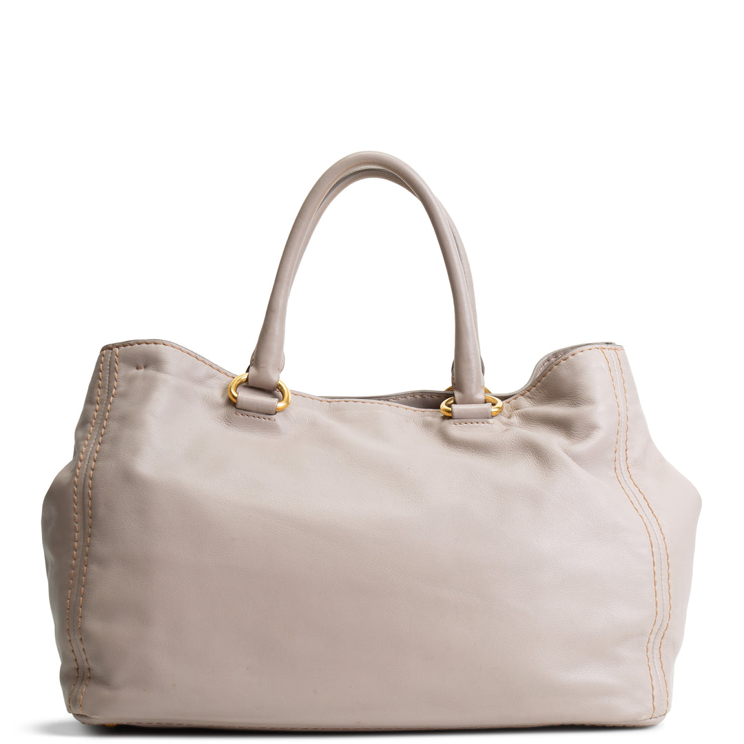 PRADA Soft Calf Convertible Tote - Gray OUTLET FINAL SALE