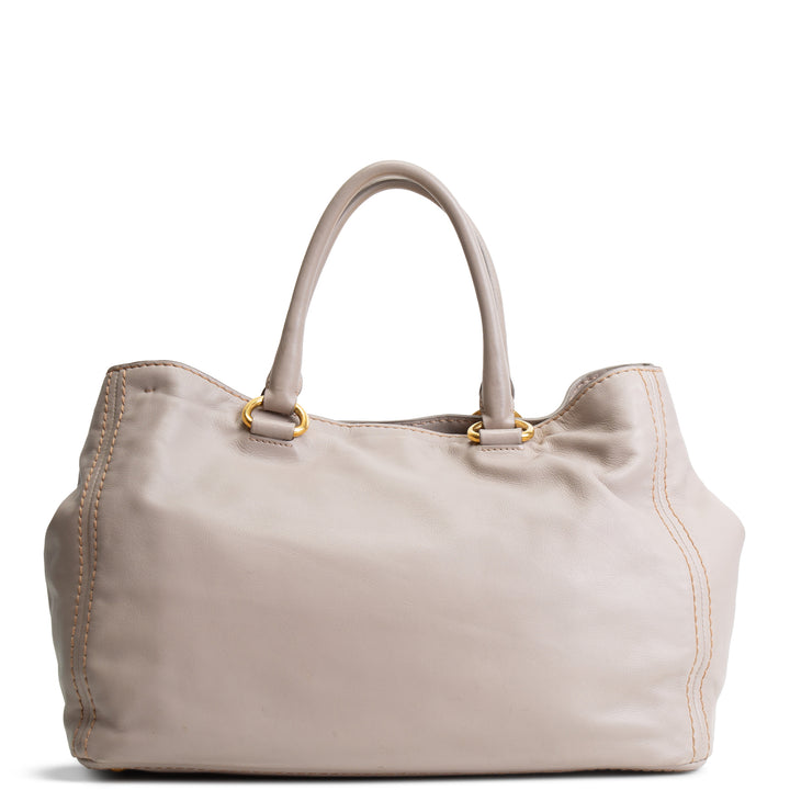 PRADA Soft Calf Convertible Tote - Gray OUTLET FINAL SALE