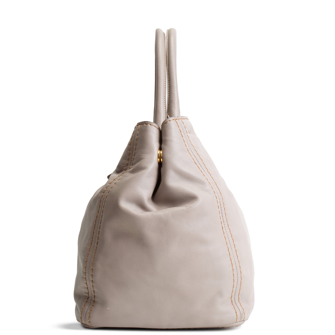 PRADA Soft Calf Convertible Tote - Gray OUTLET FINAL SALE