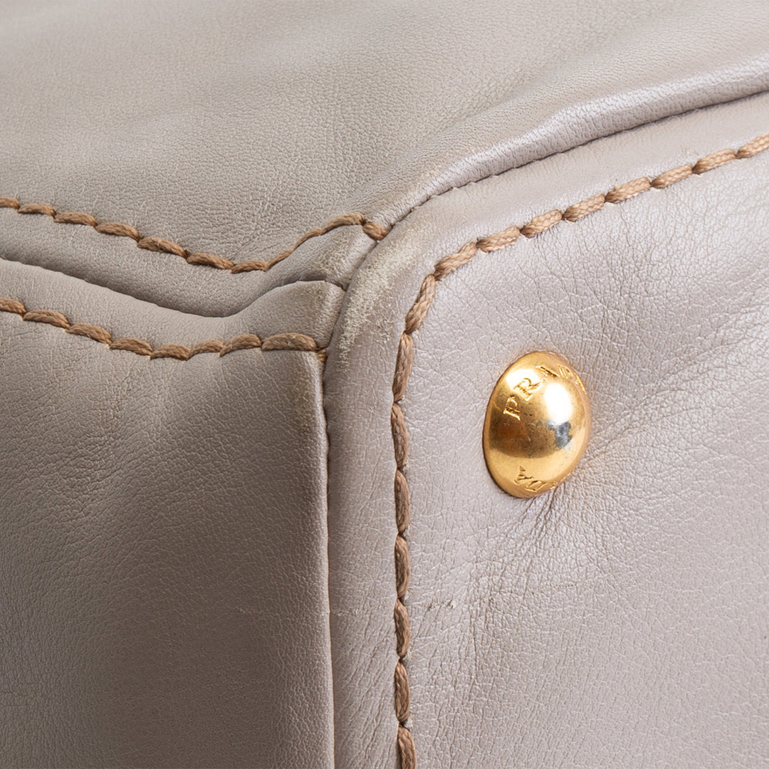 PRADA Soft Calf Convertible Tote - Gray OUTLET FINAL SALE