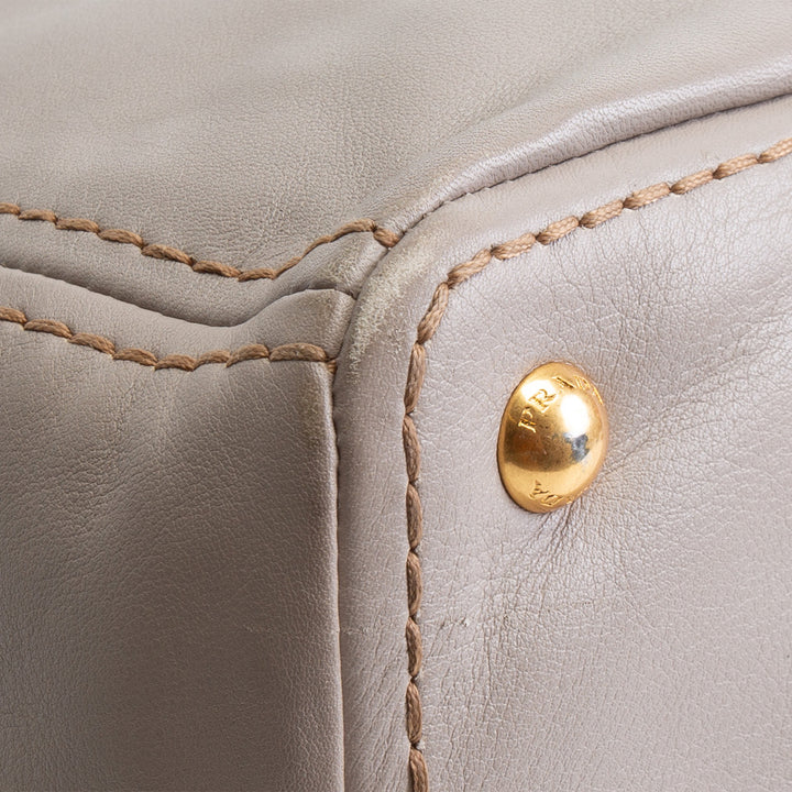 PRADA Soft Calf Convertible Tote - Gray OUTLET FINAL SALE