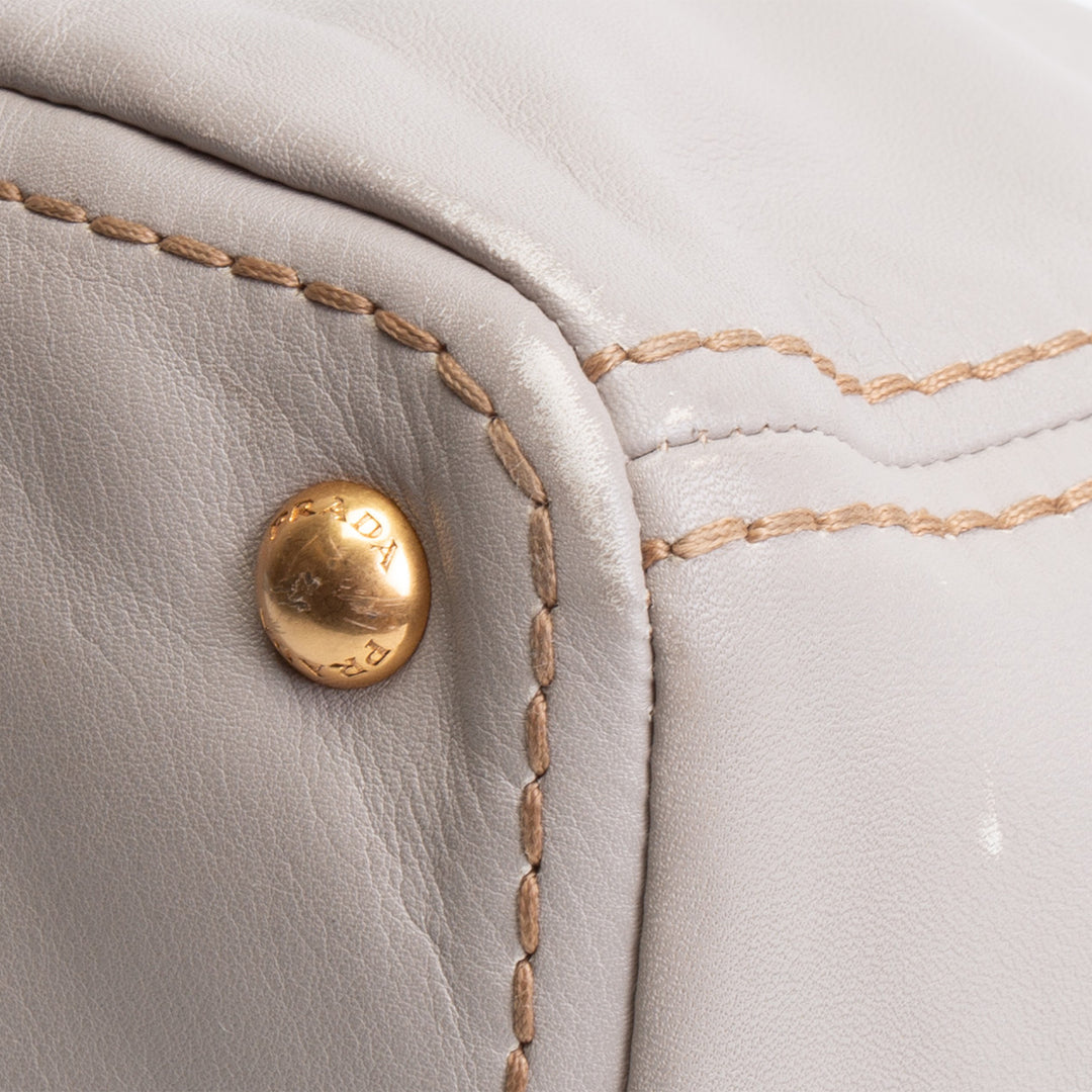 PRADA Soft Calf Convertible Tote - Gray OUTLET FINAL SALE