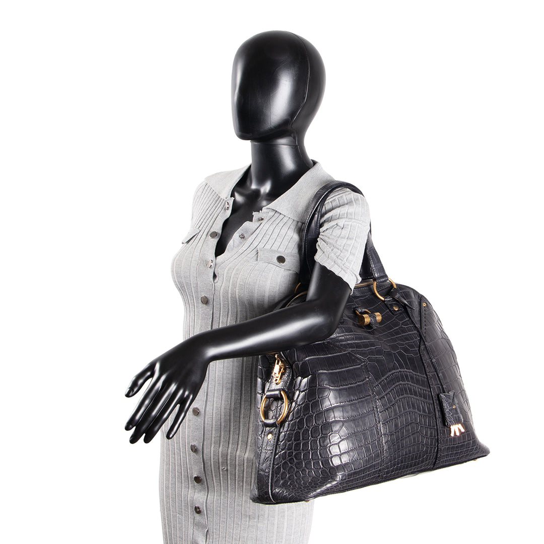 SAINT LAURENT Alligator Muse Satchel - Large