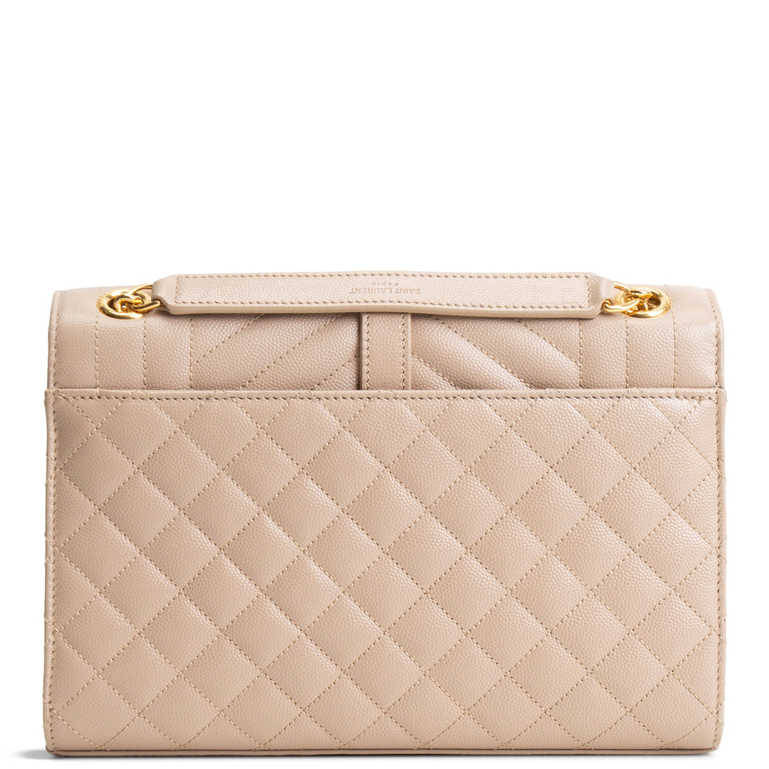 SAINT LAURENT Small Triquilt Envelope Flap Bag - Beige