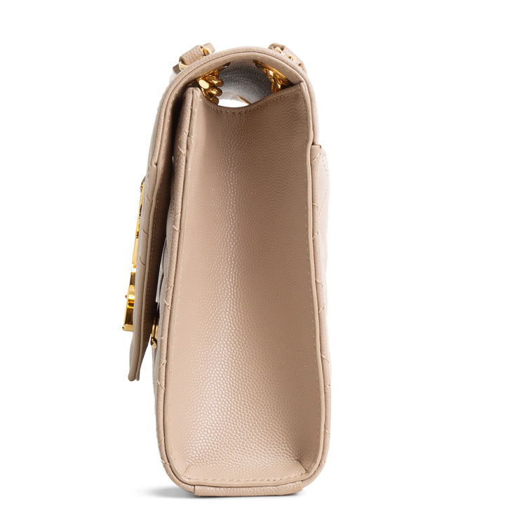 SAINT LAURENT Small Triquilt Envelope Flap Bag - Beige