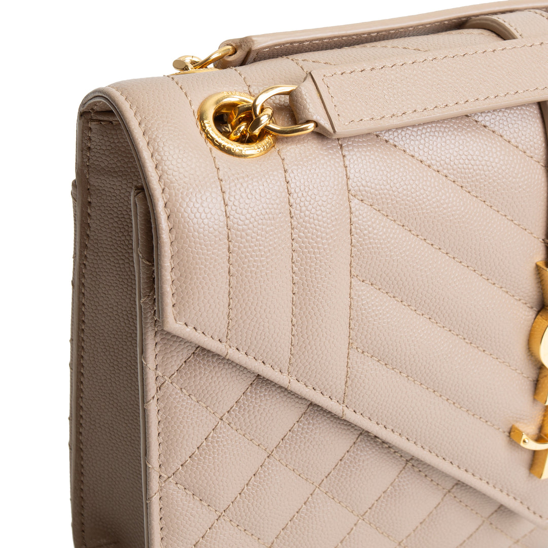 SAINT LAURENT Small Triquilt Envelope Flap Bag - Beige
