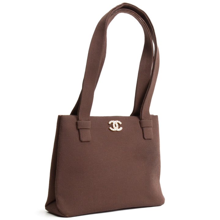 CHANEL Vintage Satin Rhinestone Top Handle Bag