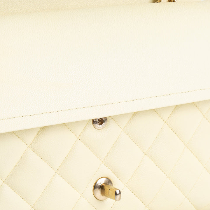 CHANEL Caviar Classic Double Flap Jumbo - Buttercream OUTLET FINAL SALE