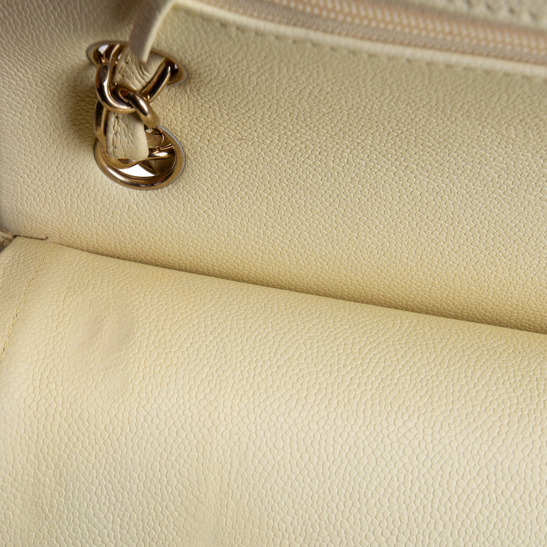 CHANEL Caviar Classic Double Flap Jumbo - Buttercream OUTLET FINAL SALE