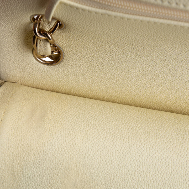 CHANEL Caviar Classic Double Flap Jumbo - Buttercream OUTLET FINAL SALE