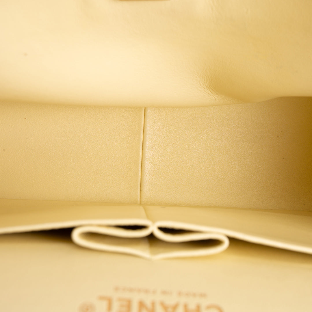 CHANEL Caviar Classic Double Flap Jumbo - Buttercream OUTLET FINAL SALE