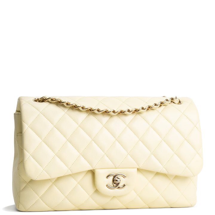 CHANEL Caviar Classic Double Flap Jumbo - Buttercream OUTLET FINAL SALE