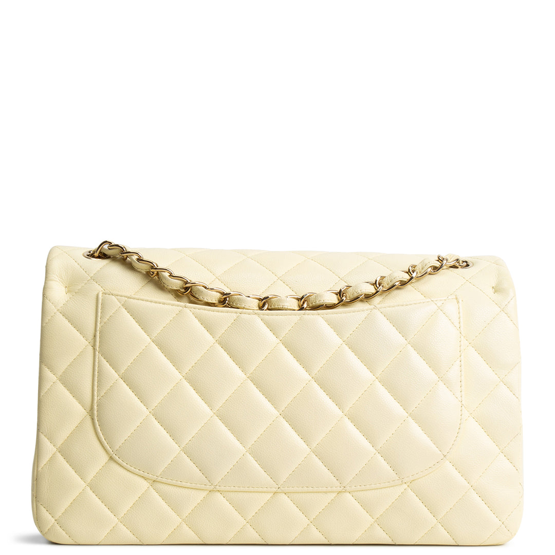 CHANEL Caviar Classic Double Flap Jumbo - Buttercream OUTLET FINAL SALE