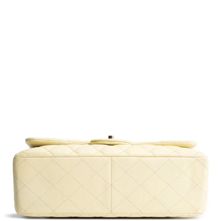 CHANEL Caviar Classic Double Flap Jumbo - Buttercream OUTLET FINAL SALE