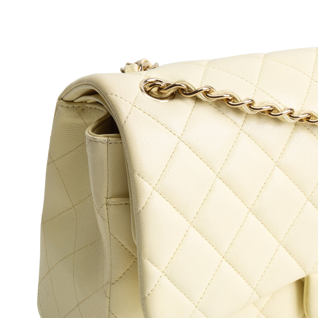 CHANEL Caviar Classic Double Flap Jumbo - Buttercream OUTLET FINAL SALE