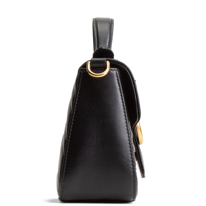 GUCCI Mini Top Handle GG Marmont Shoulder Bag - Black