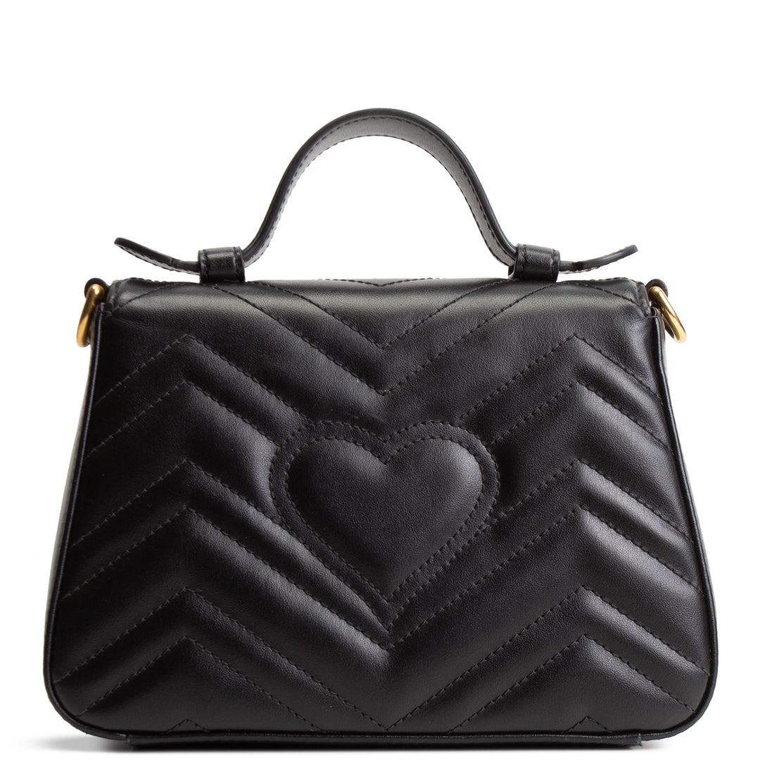 GUCCI Mini Top Handle GG Marmont Shoulder Bag - Black