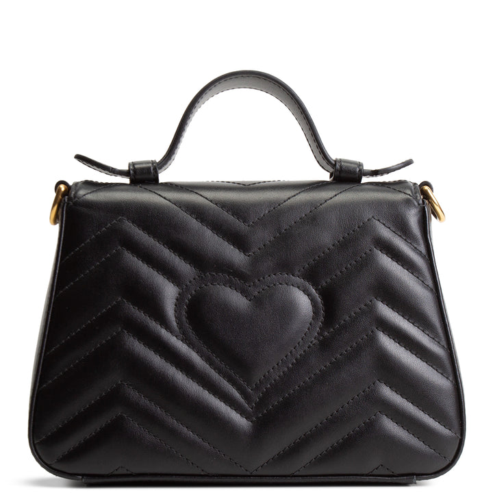 GUCCI Mini Top Handle GG Marmont Shoulder Bag - Black
