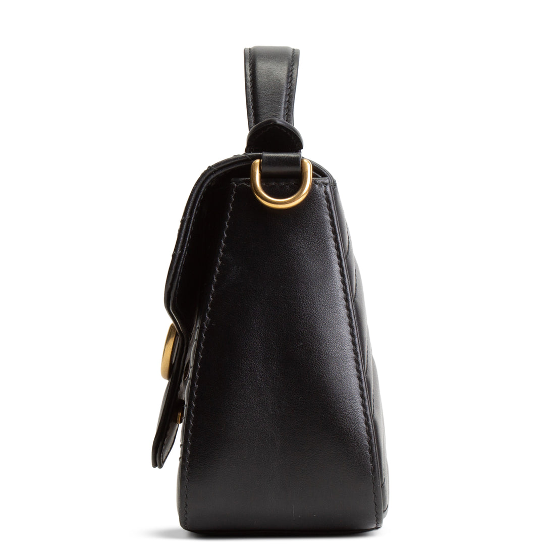 GUCCI Mini Top Handle GG Marmont Shoulder Bag - Black
