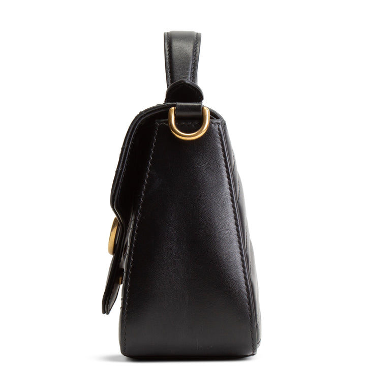GUCCI Mini Top Handle GG Marmont Shoulder Bag - Black