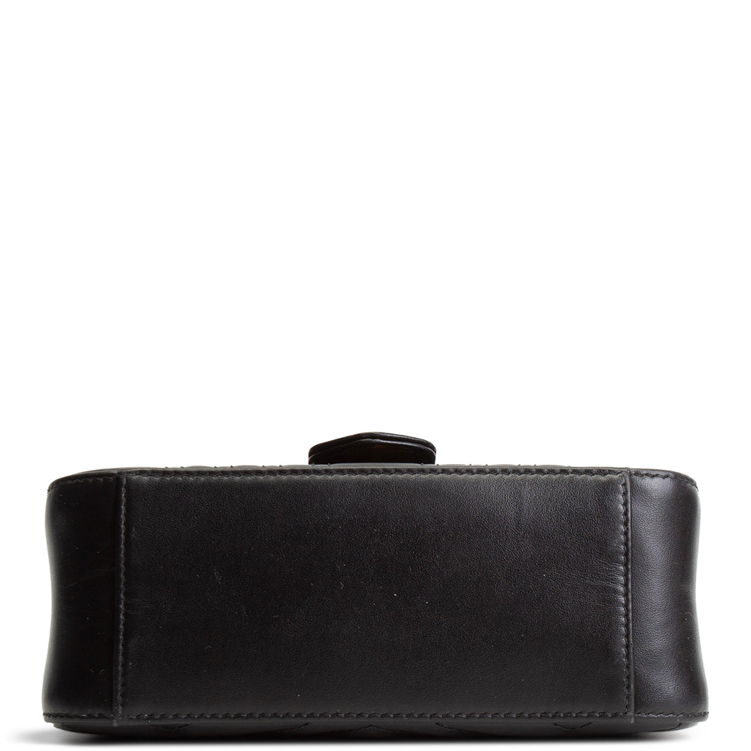 GUCCI Mini Top Handle GG Marmont Shoulder Bag - Black