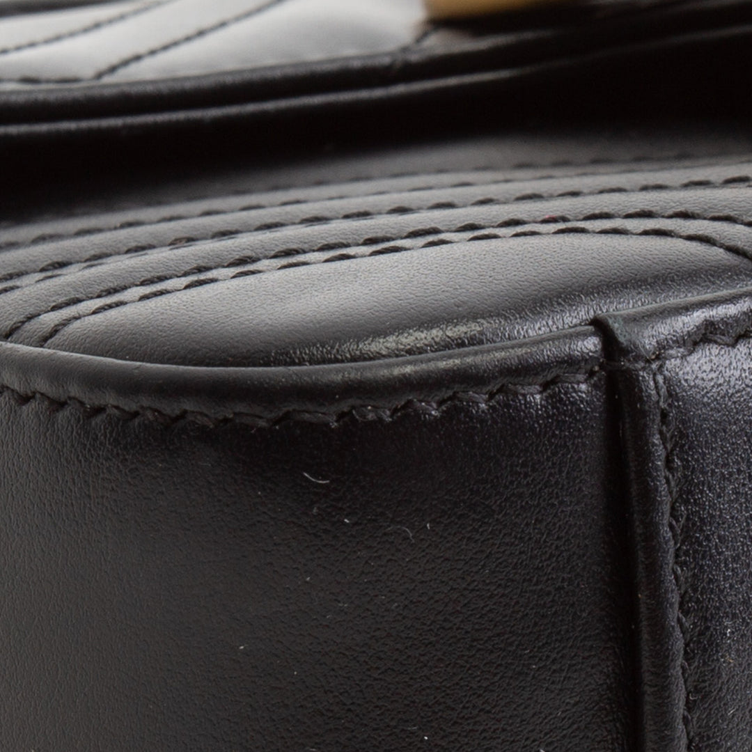 GUCCI Mini Top Handle GG Marmont Shoulder Bag - Black