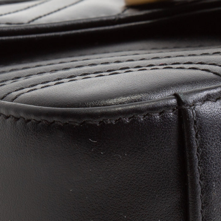 GUCCI Mini Top Handle GG Marmont Shoulder Bag - Black