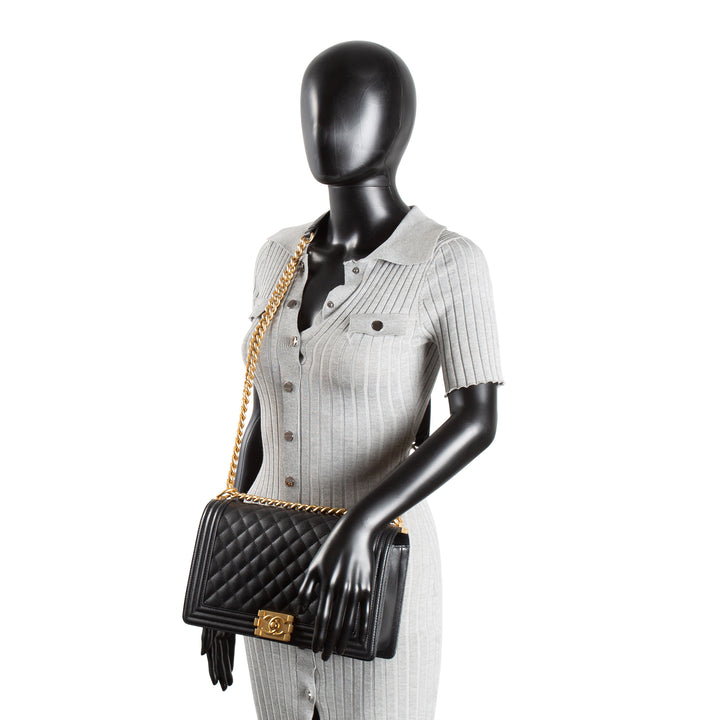 CHANEL Caviar Medium Boy Bag - Black