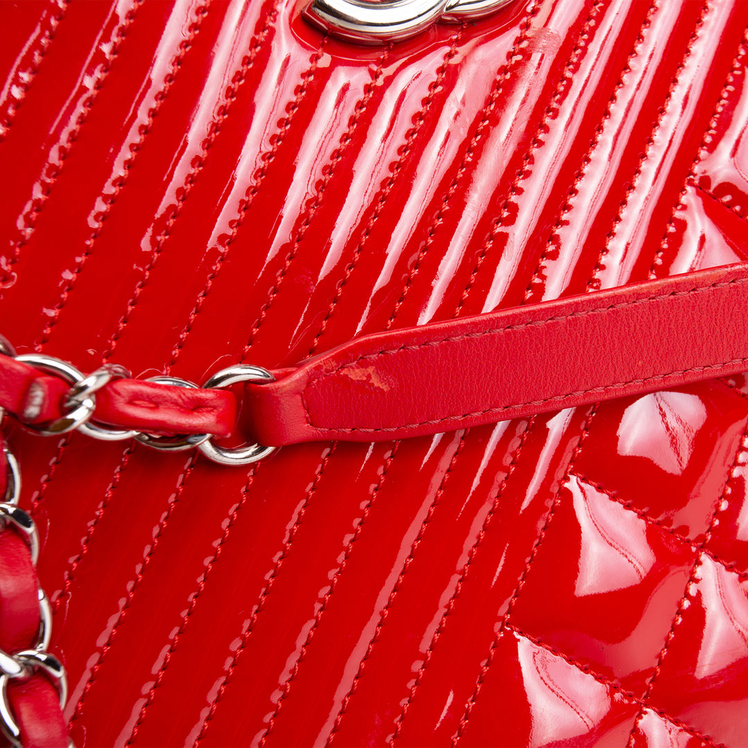 CHANEL Patent Coco Boy Tote - Red