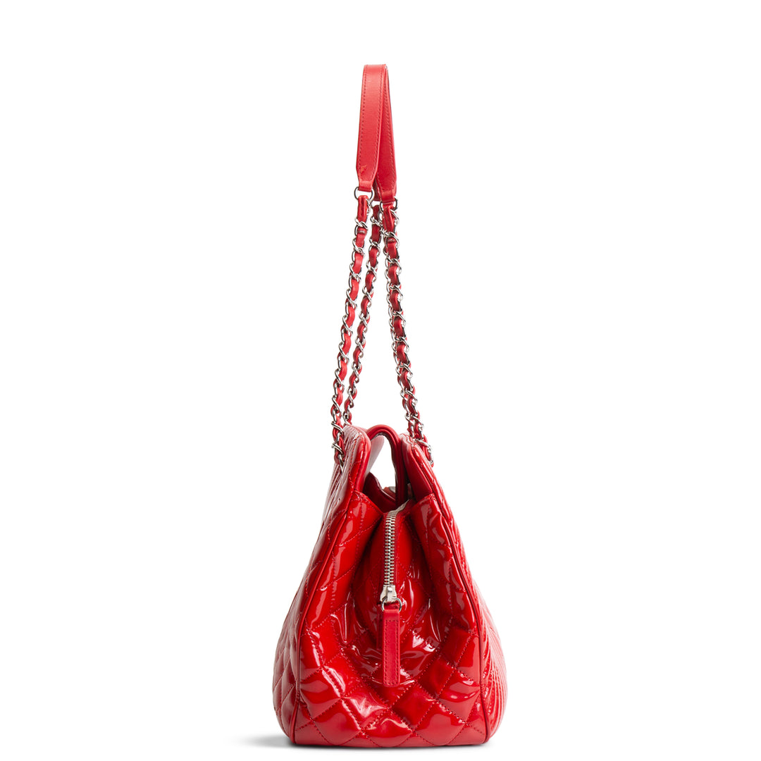 CHANEL Patent Coco Boy Tote - Red