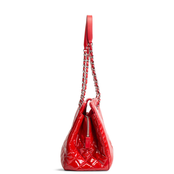 CHANEL Patent Coco Boy Tote - Red