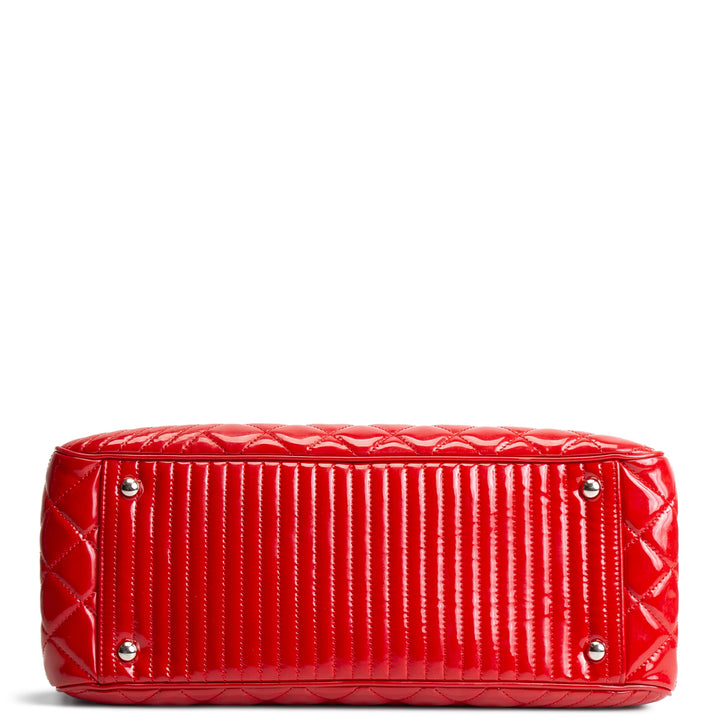 CHANEL Patent Coco Boy Tote - Red