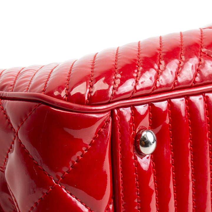 CHANEL Patent Coco Boy Tote - Red