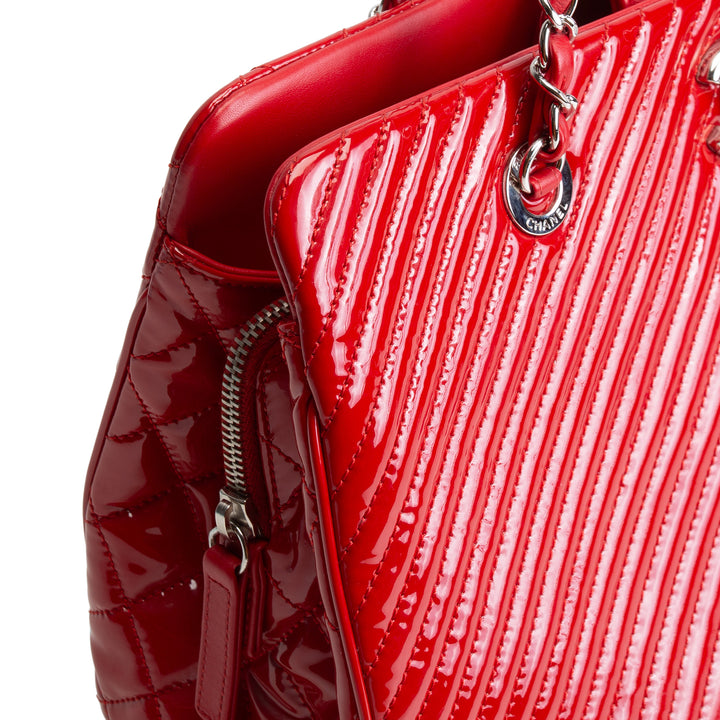 CHANEL Patent Coco Boy Tote - Red