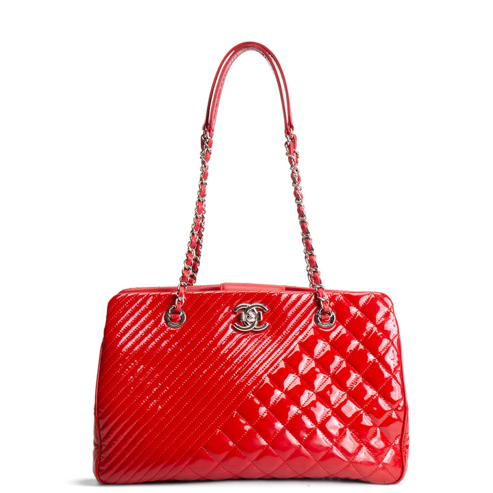 CHANEL Patent Coco Boy Tote - Red