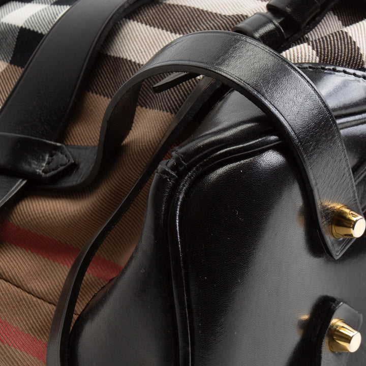 BURBERRY Nova Check Leather Trim Buckle Shoulder Bag