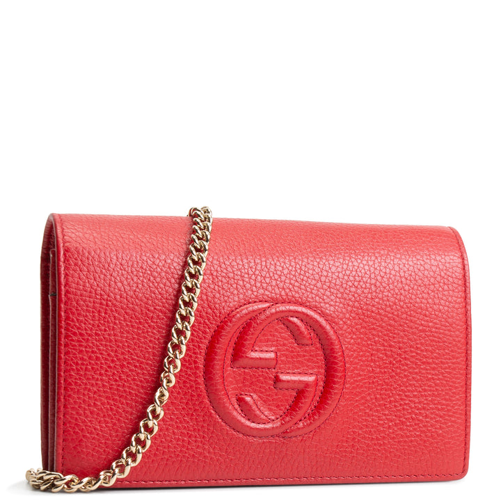 GUCCI Soho Disco Wallet On Chain - Red OUTLET FINAL SALE