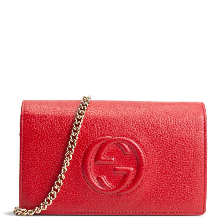 GUCCI Soho Disco Wallet On Chain - Red OUTLET FINAL SALE