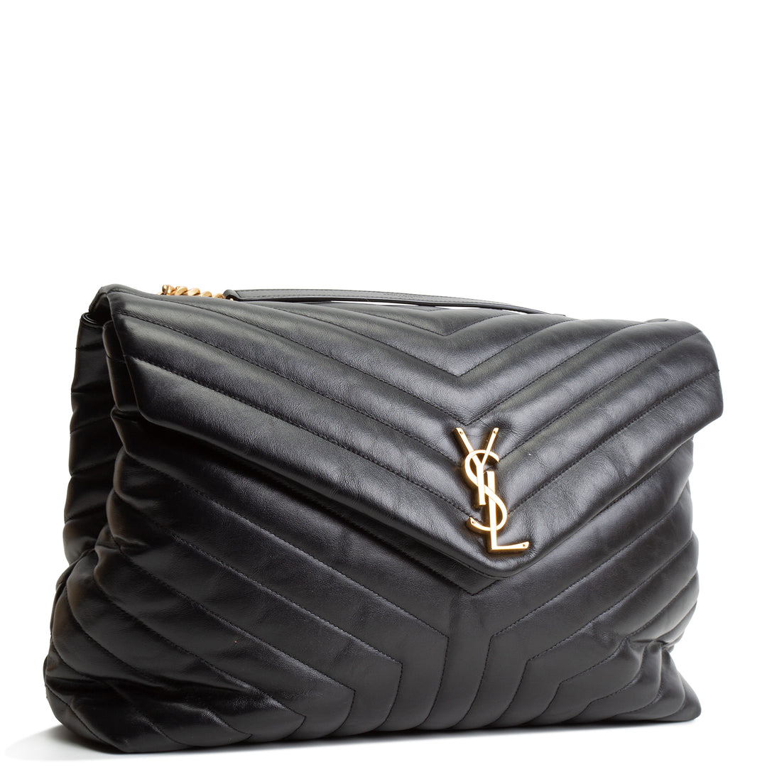 SAINT LAURENT Large LouLou Shoulder Bag - Black OUTLET FINAL SALE