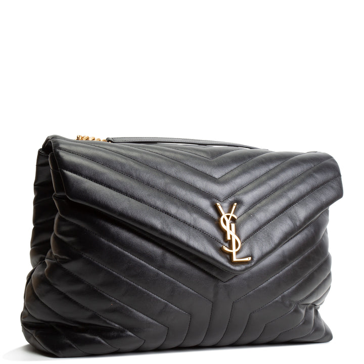 SAINT LAURENT Large LouLou Shoulder Bag - Black OUTLET FINAL SALE