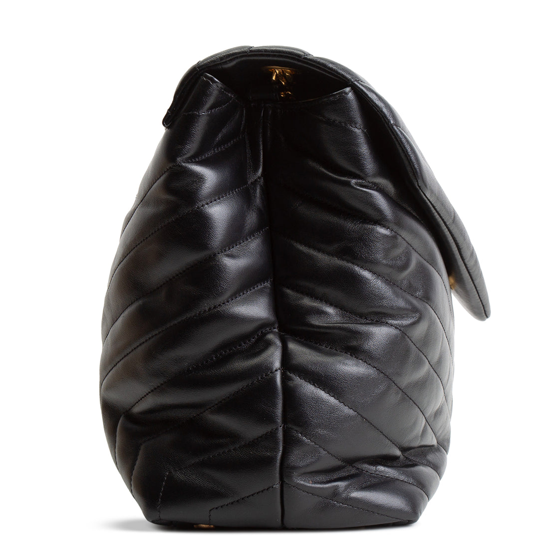 SAINT LAURENT Large LouLou Shoulder Bag - Black OUTLET FINAL SALE