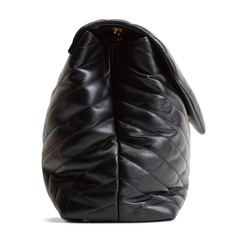 SAINT LAURENT Large LouLou Shoulder Bag - Black OUTLET FINAL SALE