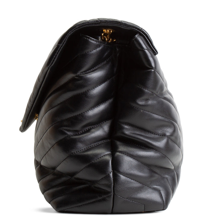 SAINT LAURENT Large LouLou Shoulder Bag - Black OUTLET FINAL SALE