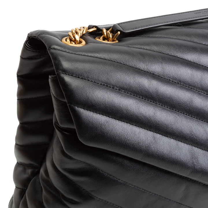 SAINT LAURENT Large LouLou Shoulder Bag - Black OUTLET FINAL SALE