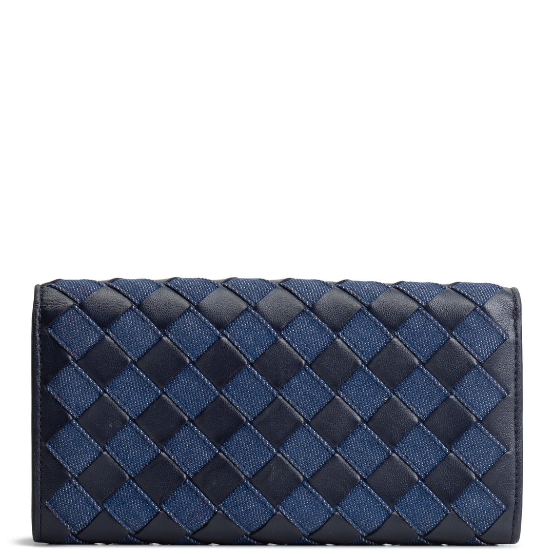 BOTTEGA VENETA Long Intrecciato Wallet - Denim & Leather OUTLET FINAL SALE